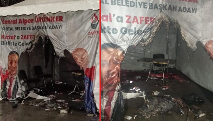 Zafer Partisi’nin seçim çadırı yakıldı! Ümit Özdağ: ‘Biliyoruz ama zamanı var’