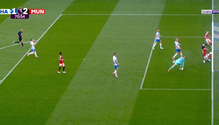 İngiltere Premier Lig’de futbol tarihinin en ilginç ofsaytlarından biri yaşandı! Brighton, Manchester United’ı son dakikada devirdi!